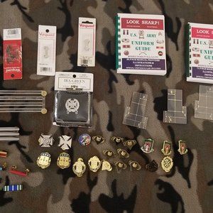 Huge Lot of Military Pins, Ribbions, ETC.